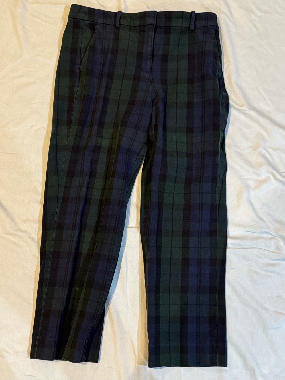 Preppy J.Crew Kallie Pants in blue and green plaid, size 10
